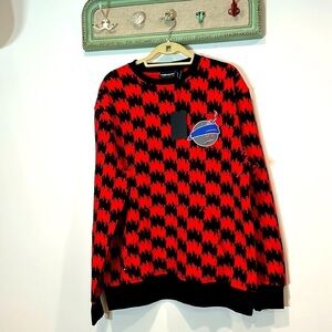 The Hundreds Streetwear Townstooth Crewneck Pullover bomb Black red large